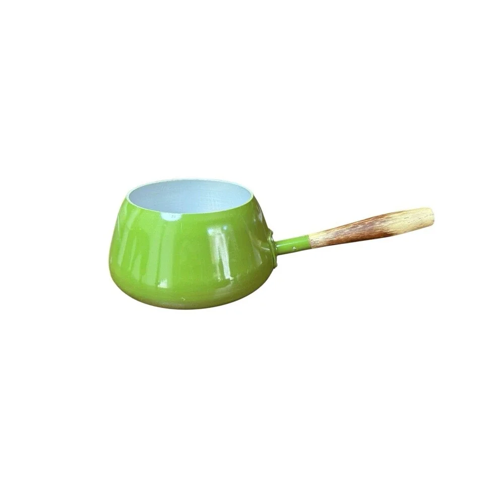 Vintage Fondue Pot Avocado Green Enamel No Lid MCM